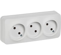 Розетка IEK GLORY 3-я без з/к/ш о/у 10А РС23-2-ХБм белый матовый ERH30-K01M-10