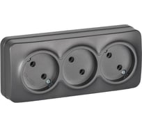 Розетка IEK GLORY 3-я без з/к/ш о/у 10А РС23-2-ХСм сталь матовый ERH30-K46M-10