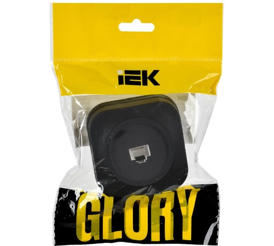 Розетка компьютерная IEK GLORY RJ45 кат.5E о/у РК10-ХЧм черный матовый EKH10-K02M