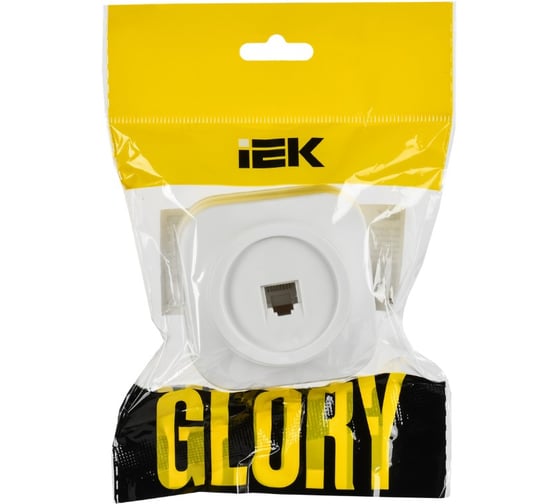 Розетка компьютерная IEK GLORY RJ45 кат.5E о/у РК10-ХБм белый матовый EKH10-K01M