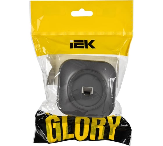 Розетка компьютерная IEK GLORY RJ45 кат.5E о/у РК10-ХСм сталь матовый EKH10-K46M