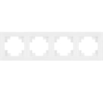 4-местная горизонтальная рамка STEKKER GFR00-7004-01 серия Катрин, стеклянная, белый 39257