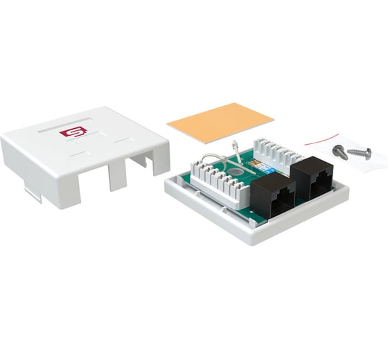 Розетка компьютерная RJ-45 SYSMATRIX категория 5e неэкранированная двойная внешняя Dual IDC цвет белый ( 3шт, в упаковке ) SB 25EU,WH,VI3