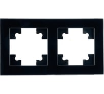 2-местная горизонтальная стеклянная рамка STEKKER GFR00-7002-05, серия Катрин черный 39519