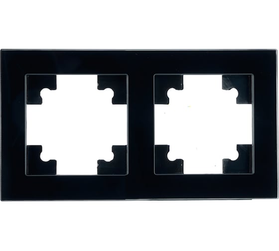 2-местная горизонтальная стеклянная рамка STEKKER GFR00-7002-05, серия Катрин черный 39519 1