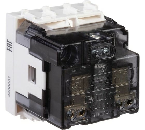 Розетка DKC 1-местная, 2 модуля Avanti "Белое облако" 16А IP20 2P+E, защитные шторки, белая 4400002
