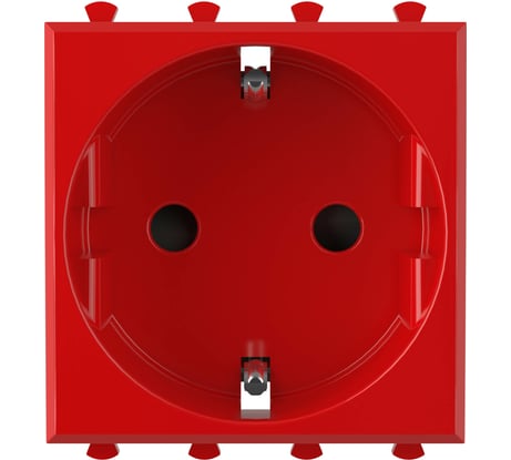 Розетка DKC 1-местная, 2 модуля Avanti "Красный квадрат" 16А IP20 2P+E, защитные шторки, красная 4401002