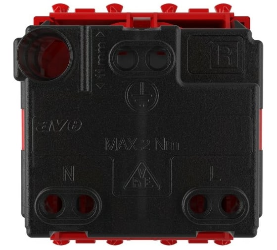 Розетка DKC 1-местная, 2 модуля Avanti "Красный квадрат" 16А IP20 2P+E, защитные шторки, красная 4401002