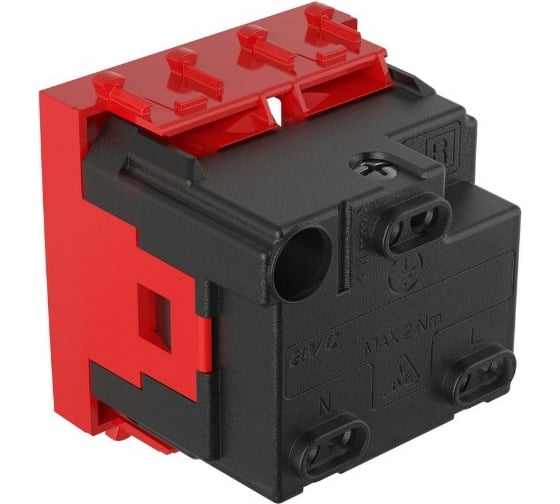 Розетка DKC 1-местная, 2 модуля Avanti "Красный квадрат" 16А IP20 2P+E, защитные шторки, красная 4401002
