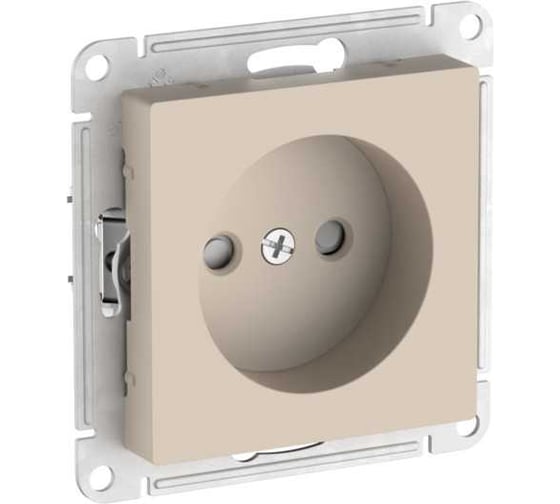 Розетка Systeme Electric ATLASDESIGN без заземления со шторками, 16А, мех., быстрозажим. клем., песочный ATN001249S