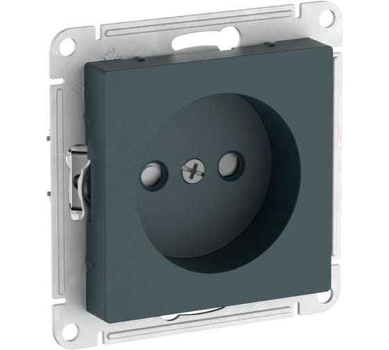 Розетка Systeme Electric ATLASDESIGN без заземления со шторками, 16А, мех., быстрозажим. клем., изумруд ATN000849S