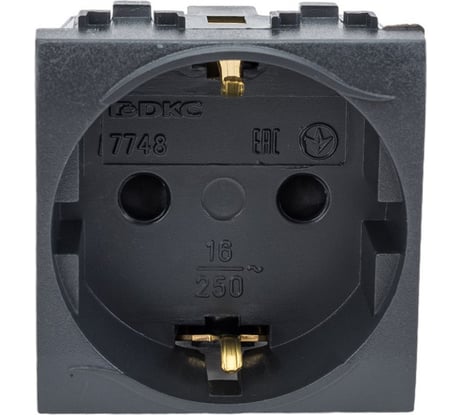 Электрическая розетка DKC с заземлением, со шторками, черная, 2 модуля 77482N 24564