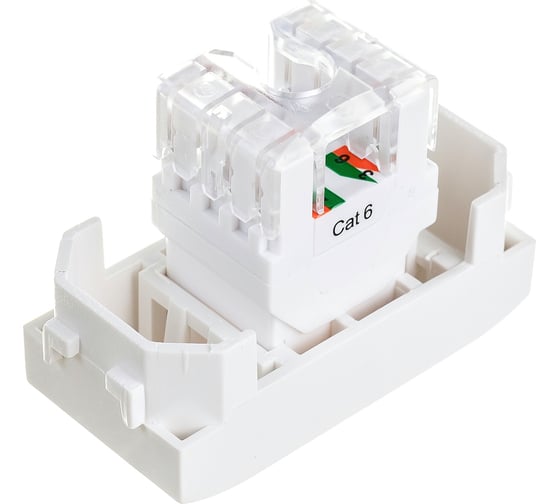 Компьютерная розетка DKC СП Brava 1 модуль RJ45 CAT.6 белая 76458B