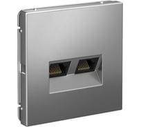 Розетка двойная компьютерная Systeme Electric ARTGALLERY RJ45+RJ45, кат. 5е, механизм, сталь GAL000985