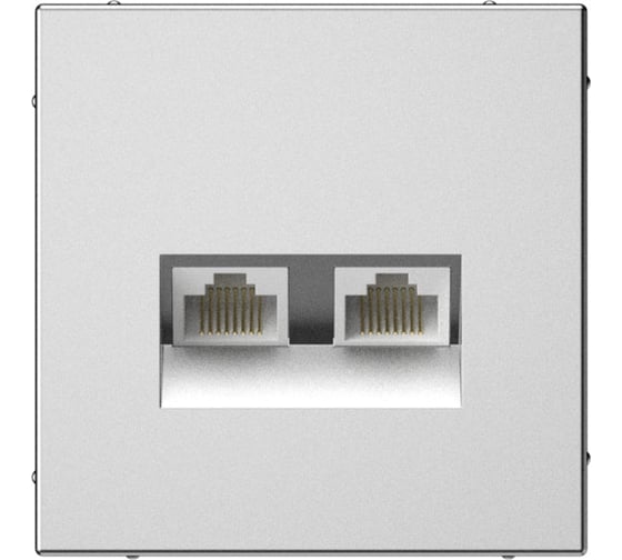 Розетка двойная компьютерная Systeme Electric ARTGALLERY RJ45+RJ45, кат. 5е, механизм, сталь GAL000985