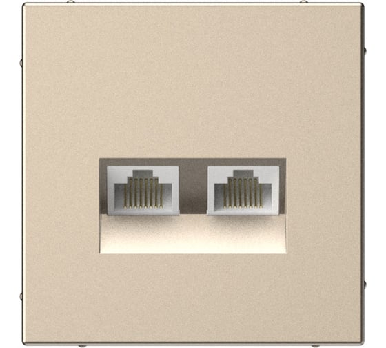 Розетка двойная компьютерная Systeme Electric ARTGALLERY RJ45+RJ45, кат. 5е, механизм, шампань GAL000585