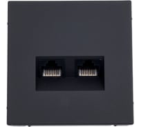 Розетка двойная компьютерная Systeme Electric ARTGALLERY RJ45+RJ45, кат. 5е, механизм, карбон GAL001085