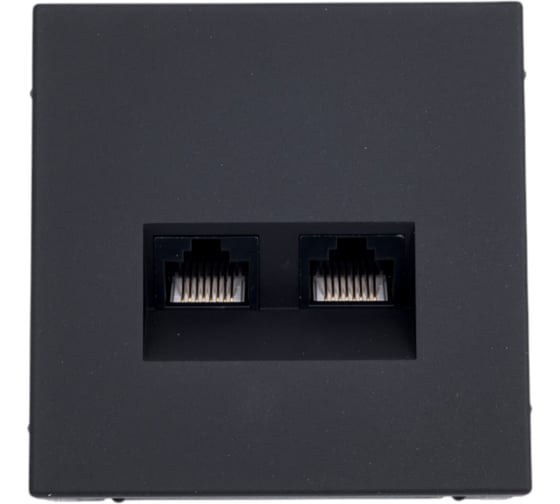 Розетка двойная компьютерная Systeme Electric ARTGALLERY RJ45+RJ45, кат. 5е, механизм, карбон GAL001085 1