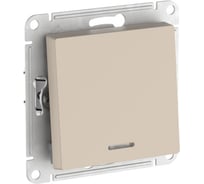 Переключатель  1-клавишный с подсветкой Systeme Electric ATLASDESIGN сх.6а, 10АХ, мех., быстрозажим. клем., песочный ATN001263S