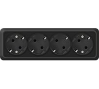 Розетка четырехместная UNIVersal серия Олимп с/з, о/у, 16А, 220В, черная, еврослот 2221