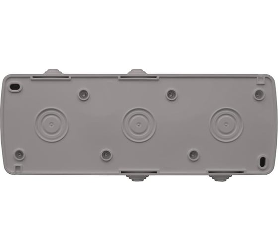 Розетка трехместная UNIVersal серия Клио, с прозрачной крышкой, IP54, с/з, о/у, 16А, 220В, серый, еврослот К2235-Gr