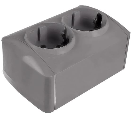 Розетка двухместная UNIVersal серия Клио, IP44, с/з, о/у, 16А, 220В, серый, еврослот К2231-Gr