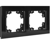 Рамка двухместная универсальная UNIVersal серия Афина стеклянная, графит, еврослот 2255