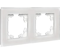 Рамка двухместная универсальная UNIVersal серия Афина стеклянная, жемчуг, еврослот 2261
