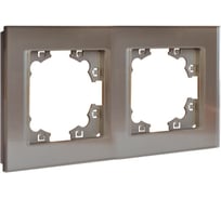 Рамка двухместная универсальная UNIVersal серия Афина стеклянная, мокко, еврослот 2285