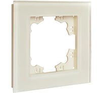 Рамка одноместная UNIVersal UNIV серия Афина стеклянная, слоновая кость (ivory), еврослот 2272