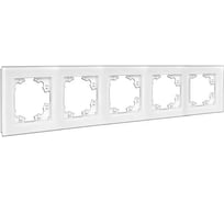 Рамка пятиместная универсальная UNIVersal серия Афина стеклянная, белая, еврослот 2246