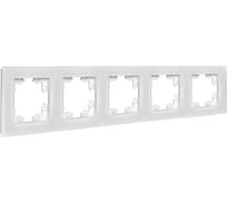 Рамка пятиместная универсальная UNIVersal серия Афина стеклянная, жемчуг, еврослот 2264