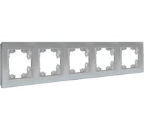 Рамка пятиместная универсальная UNIVersal серия Афина стеклянная, серебро, еврослот 2270