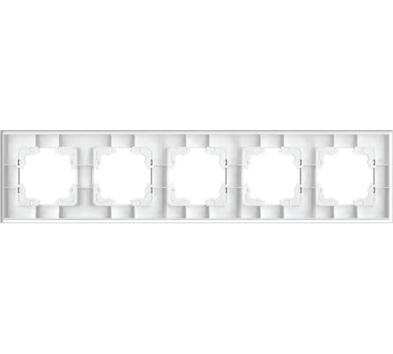 Рамка пятиместная универсальная UNIVersal серия Афина стеклянная, слоновая кость (ivory), еврослот 2276