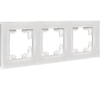 Рамка трехместная универсальная UNIVersal серия Афина стеклянная, жемчуг, еврослот 2262