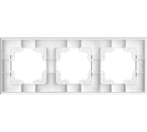 Рамка трехместная универсальная UNIVersal серия Афина стеклянная, слоновая кость (ivory), еврослот 2274