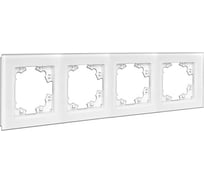 Рамка четырехместная универсальная UNIVersal серия Афина стеклянная, белая, еврослот 2245