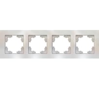 Рамка четырехместная универсальная UNIVersal серия Афина стеклянная, жемчуг, еврослот 2263
