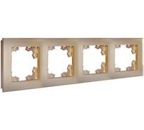Рамка четырехместная универсальная UNIVersal серия Афина стеклянная, шампань, еврослот 2281