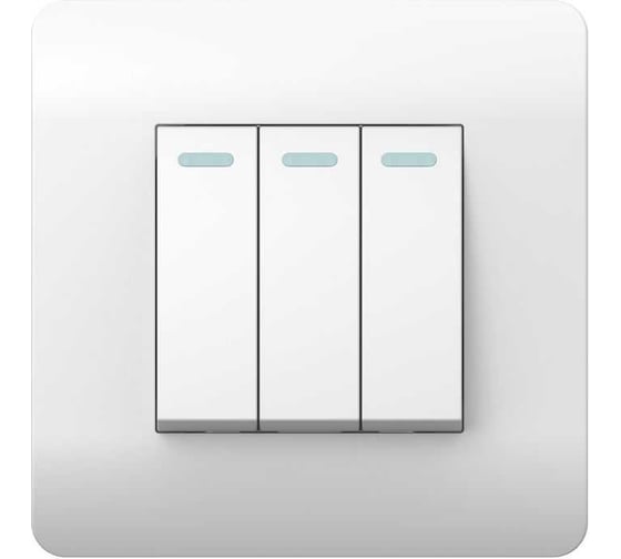 Переключатель 3-клавишный CHINT (NEW3-E) с подсветкой, 10А, белый 431511 1