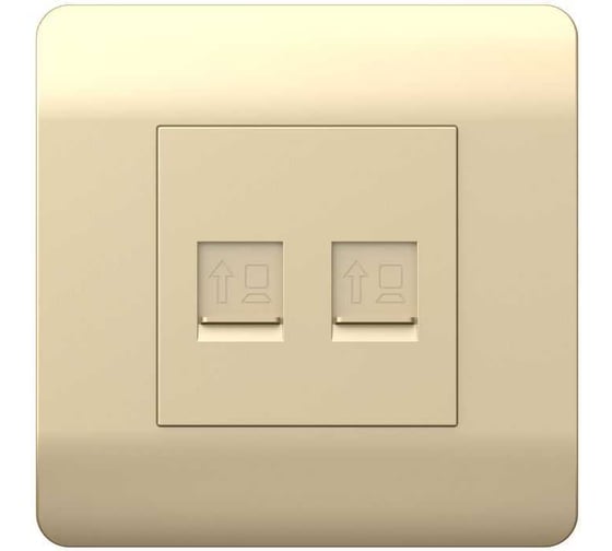Розетка компьютерная CHINT (NEW3-E) 2хRJ45, шампань 431455 1