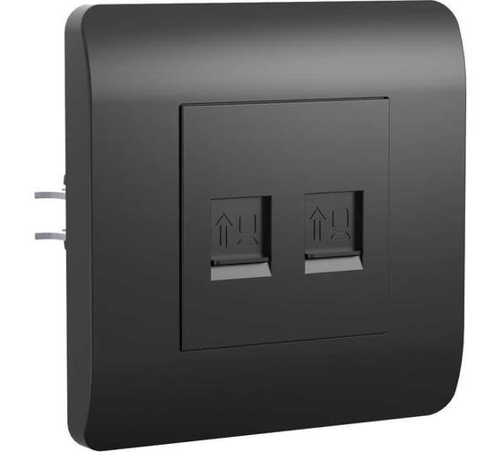 Розетка компьютерная CHINT (NEW3-E) 2хRJ45, черный 431503