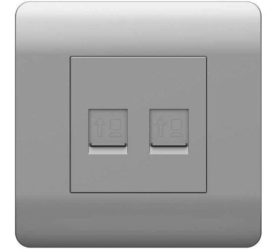 Розетка компьютерная CHINT (NEW3-E) 2хRJ45, серебряный 431456 1
