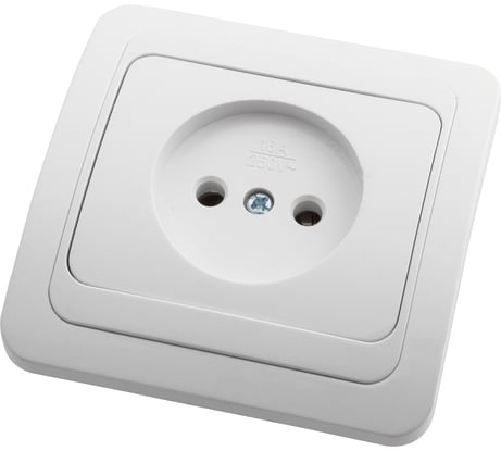 Одноместная розетка АБК-СИЛА без заземления 10А 220В (керамика) "РИГЕЛЬ" белая 1 шт 5403031