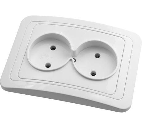 Двухместная розетка АБК-СИЛА без заземления 10А 220В "РИГЕЛЬ" белая 1 шт 5403041