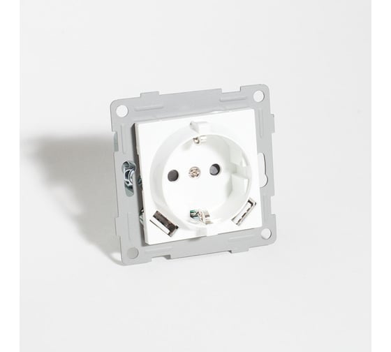 Розетка электрическая SPL 2К+З/2xUSB A/C, 125-250V (белый) 205005 1