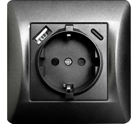 Розетка электрическая SPL 2К+З/2xUSB A/C, 125-250V (антрацит) 205025