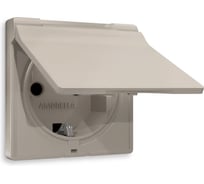 Лицевая панель Ambrella VOLT ALFA для электрической розетки с/з со шторками и крышкой IP44 AP3680