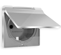 Лицевая панель Ambrella VOLT ALFA для электрической розетки с заземлением со шторками и крышкой IP44 AP4080