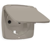 Лицевая панель Ambrella VOLT OMEGA для электрической розетки с/з со шторками и крышкой IP44 OP3680